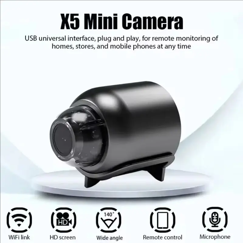 NEW 1080P HD X5 Mini Camera Wireless WIFI Outdoor Indoor Surveillance Camera with Cyclic Recording for Camping Home Security