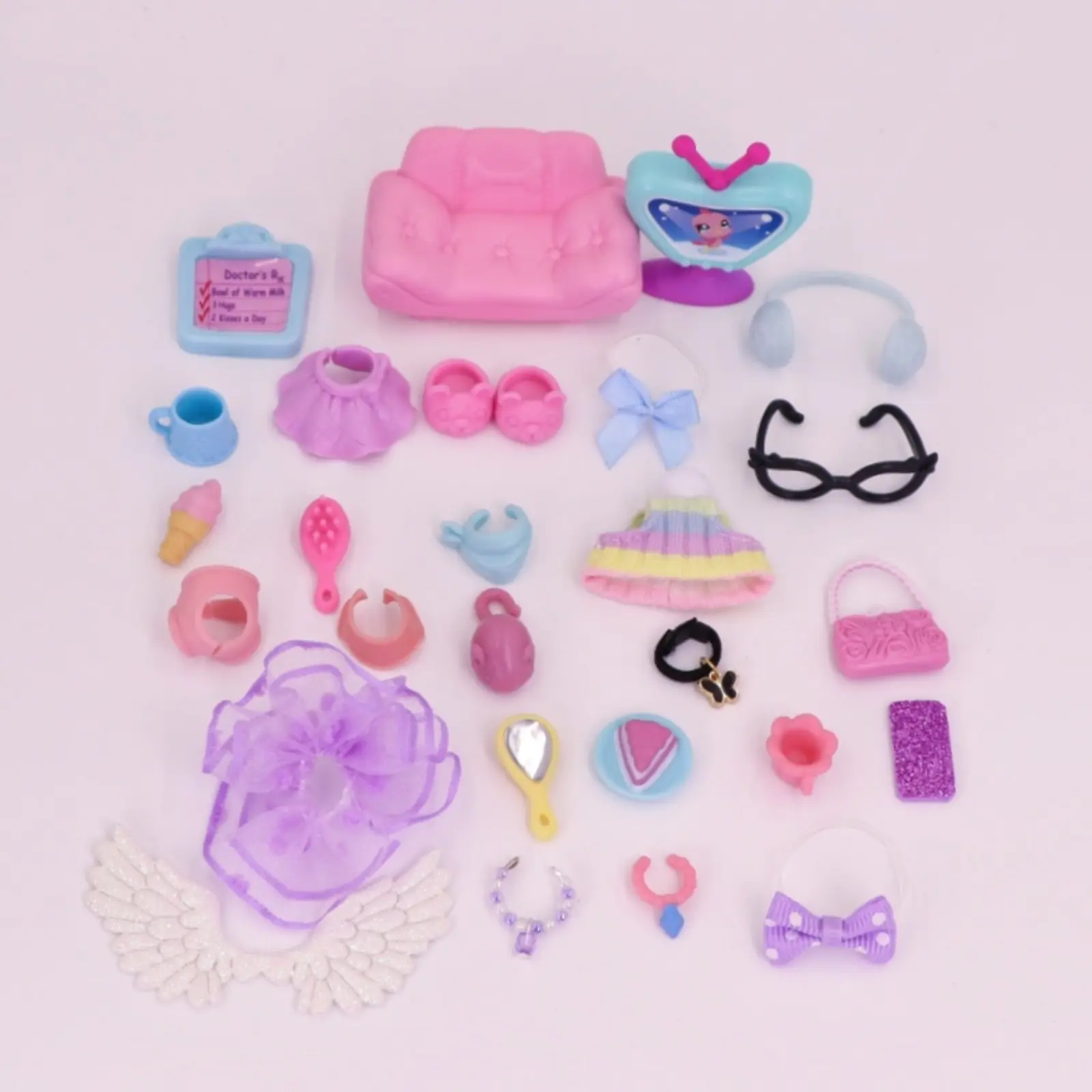 25 Pcs Mini Plastic Collar Jacket Skirt Accessories Set for Action bobble-head Mini Shorthair Cat Dashchund Husky Kitten Bunny Great Dane Pet Toys(H55)