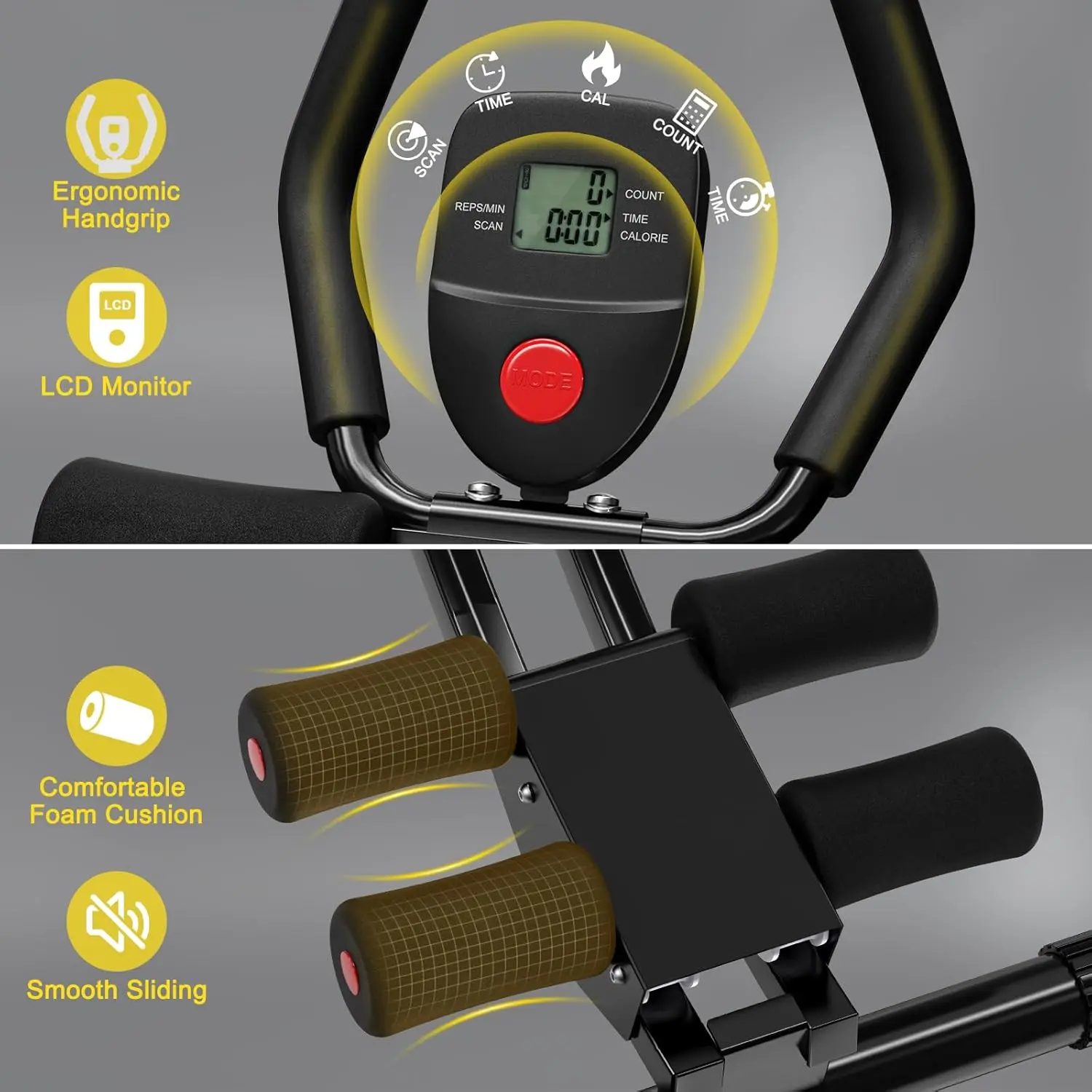 Ab Workout Equipment, Ab Machine for Women, Adjustable Core Abdominal Exercise Fitness Equipment, Foldable Waist Trainer Ab Crunch Home Gym Systems for Beginners