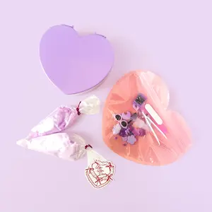 Purple Heart Shaped Jewelry Box DIY Deco Kit with Decoden Glue & Personalized Charms