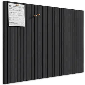 MaxGear Large Cork Boards for Walls 48" x 36", Black Felt Bulletin Board Tiles for Office Decor, 12 Pack Felt Wall Tiles with Slat Paneling, Push Pin Board Home Wall Organizer