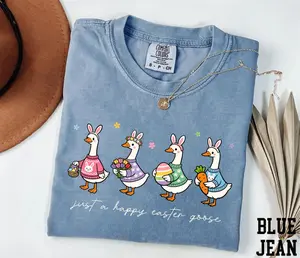 Comfort Colors Just a Happy Easter Goose Shirt, Silly Goose Shirt, Happy Easter Shirt, Easter Goose Shirt, Easter Vibes Shirt, Easter Gift - LORA ATCHER