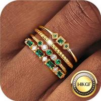 Green CZ-Gold Tone