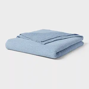 Full/Queen TENCEL Lyocell Waffle Bed Blanket Light Blue - Threshold
