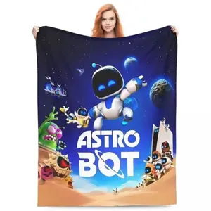Astro Bot flannel blanket, soft and cozy space adventure pattern blanket, a perfect gift for children, Suitable for beds and sofas can also be given as a gift