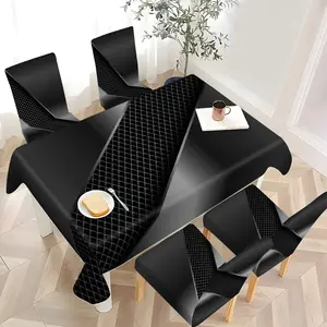 2/4/6/5/7 pieces of fashionable and high-end dining chair slipcover and tablecloth sets, thickened Universal Chair Cover and tablecloth sets (1 tablecloth + 4 chair covers or 1 tablecloth + 6 chair covers), easy to care for, reusable, for home decoration