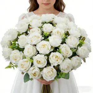 7-Branched Rose Artificial Roses, High-Quality Plastic Realistic Spring Easter Valentine Wedding Home Decor, Maintenance-Free Party Centerpieces, Lifelike Artificial Flower