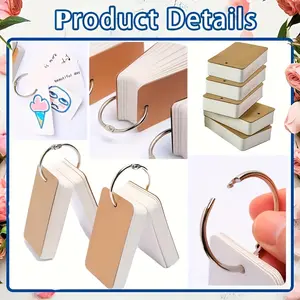 100/300 Blank Cards, Learning Cards with Binder Clips, Leather Paper Vocabulary Flashcards, Word Cards, DIY Greeting Cards, Office Supplies