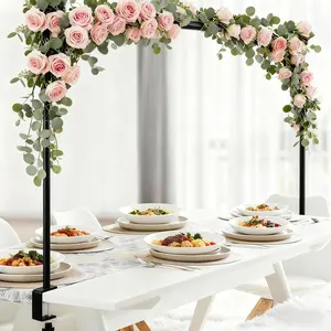 Over The Table Rod Stand with Clamps,Adjustable 32.7"-98.4'' Length 33.5"-47.2" Height,Table Stands for Decoration, for Halloween Christmas Party Wedding Anniversary Decoration,Black