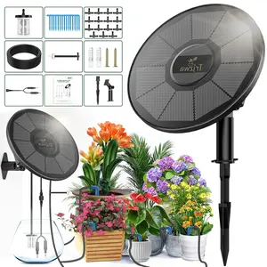 Solar Irrigation System Automatic Drip Irrigation Kit for Outdoor/Indoor Garden Watering System with Water Level Detection,Drip Irrigation System for 15 Potted Plant with 15m Water Hose solar irrigation