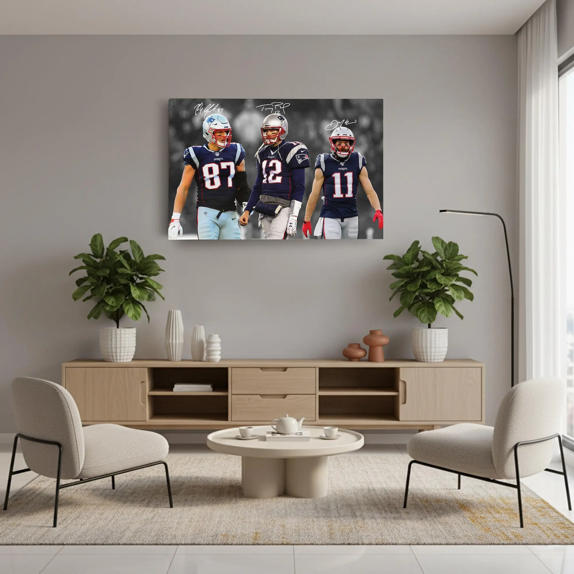 New England Patriots Tom Brady Rob Gronkowski Julian Edelman Poster Wall Art  Legends Football Poster GOAT Sports Decor Man Cave Gift Art ( Unframed - Print Only )