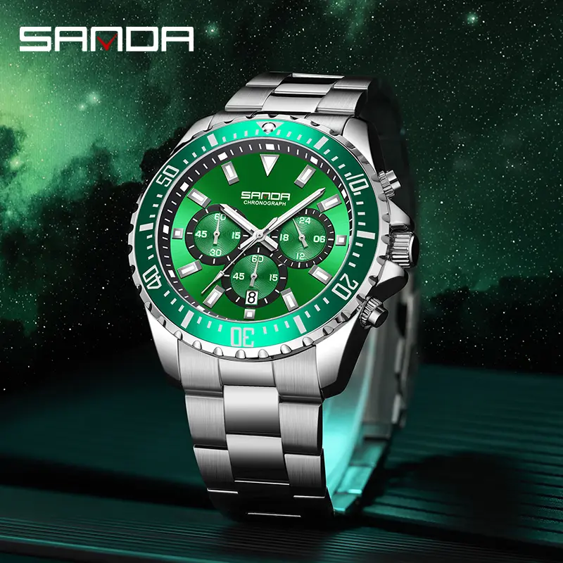Men's Fashion Silver wristwatch — luminous function, water resistance, date display — The good choice for business and everyday wear