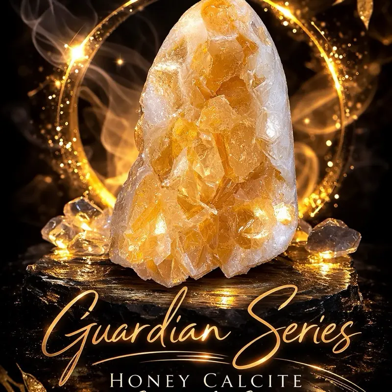 Guardian Series Honey Calcite Crystal Cave Cluster UV Reactive Natural Matrix Base Collector Specimen for Altars & Energy Work