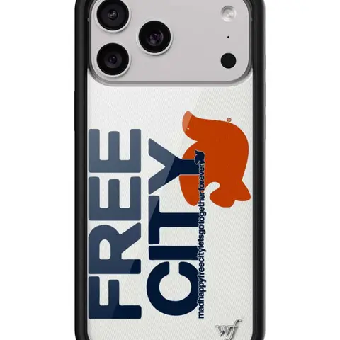 Madhappy x Freecity Collaboration Customized Limited Edition Shockproof Durable Rubber iPhone Case - White & Navy, Stylish Protective Mobile Accessory