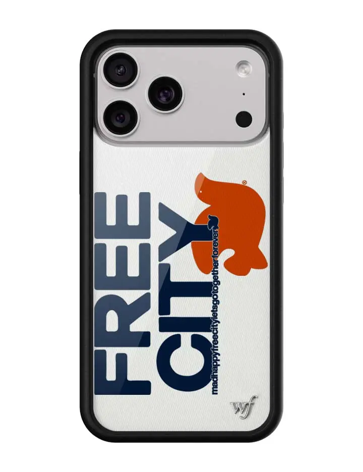 Madhappy x Freecity Collaboration Customized Limited Edition Shockproof Durable Rubber iPhone Case - White & Navy, Stylish Protective Mobile Accessory