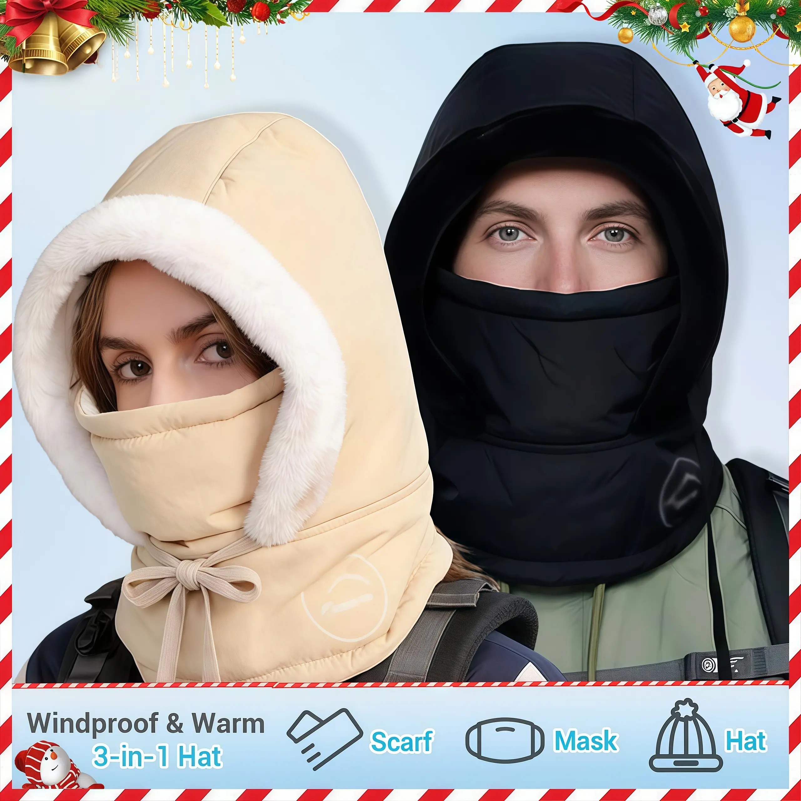 Circular Fleece Scarf With Storm Mask – Motorcycle Balaclava, Multifunctional, Black