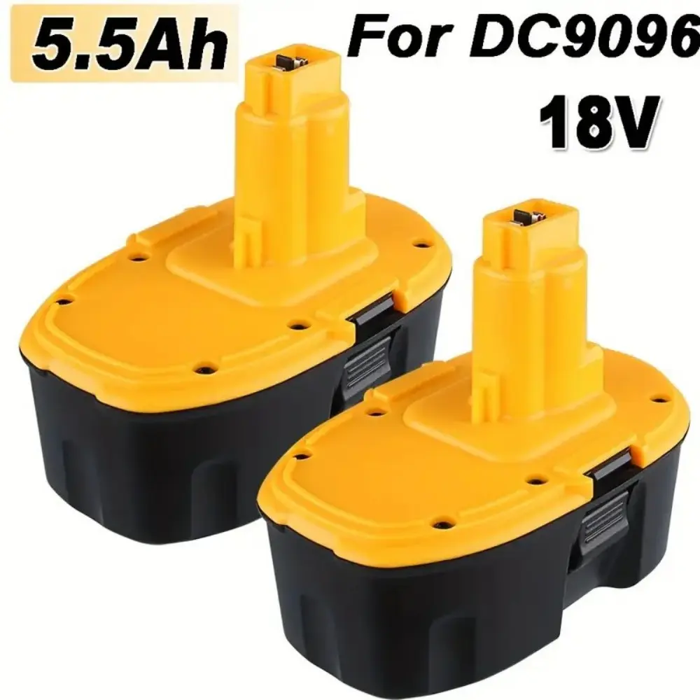 18V 5.5Ah High Output Ni-Mh Replacement Batteries with No Memory Effect for Dewalt 18V Cordless Power Tools, Compatible with DC9096, DC9098, DC9099, DW9095, DW9096, DW9098 (2 Packs), High Output Battery