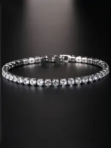 Unisex Zircon Bracelet, Simple Fashionable Tennis Design, Copper Chain, All-Season Accessory, Perfect Gift for Men & Women, Fashion Jewelry Accessories
