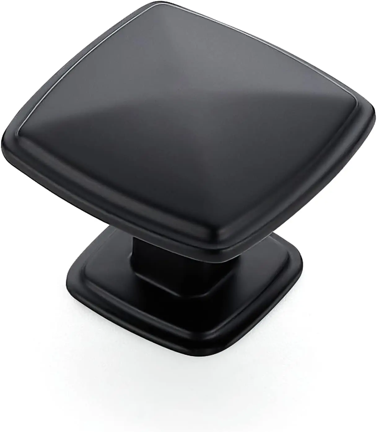 25 Pack Matte Black Kitchen Cabinet Square Knob Single Hole Cabinet Hardware for Dresr Drawer Pulls and Knobs