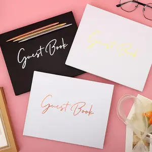 Wedding Guest Book Set, 1 Set Including 1 Count Guest Book & 1 Count Table Card & 1 Count Ballpoint Pen, Message Book for Wedding & Birthday & Graduation & Party