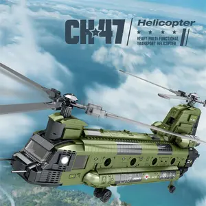 1451PCS CH-47 Chinook Transport Plane Building Blocks Military Armed Helicopter Fighter Model Bricks Kids Toys Holiday Gifts Building Set, Building Block Sets