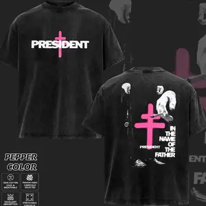 [COLLECTION] President Band T-Shirt Collection, Gothic Cross Graphic Tee, Retro Deathcore Style Shirt, Dark Religious Metal Inspired Shirts, Vintage Washed Heavy Cotton Band Tee, Gift for Metal Music Lovers, Alternative Merch for Men & Women P33