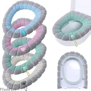 Washable Toilet Seat Cushion Soft Comfortable Toilet Seat Cover Protector Warm Filling Extra Comfort Bathroom Supplies