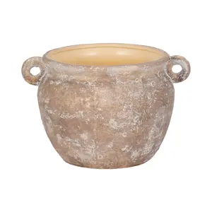 Sagebrook Home 20158-01 10 in. Textured Stone Jug Planter, Ivory - Decorative, Indoor, Ornamental, Tabletop Flower Pot, Decorative Flower Pots, Indoor Flower Pots
