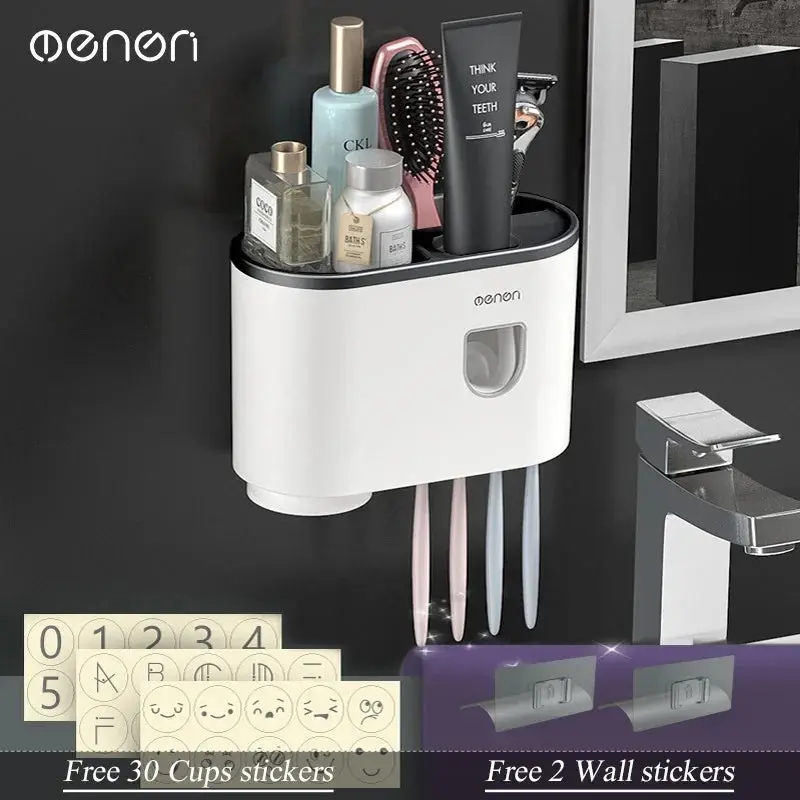 Toothbrush Holder - Automatic Toothpaste Squeezer Storage Rack Bathroom Accessories