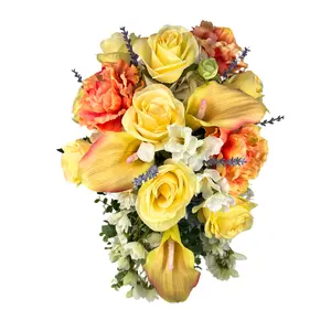 Bright Colors Cascading Wedding Bouquet