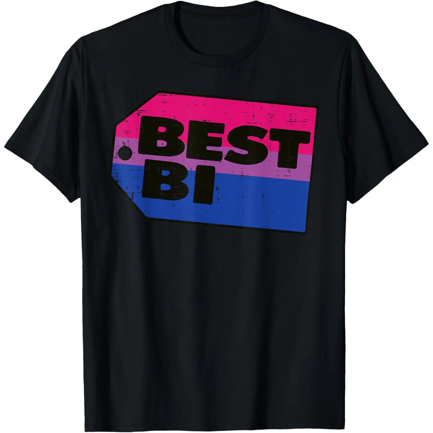 Pure Cotton Soft Natural Short-Sleeve Bi Tag Bisexual Pride Flag LGBTQ Men's T-Shirt, Streetwear Menswear Top, Gifts for Men & Women
