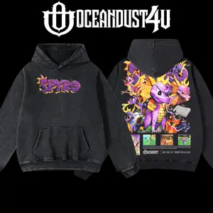 OceanDust4U Video Games 'Spyro the Dragon' Hoodie 100% Premium Cotton Oversized Fit Pre-Washed Unisex Classic Top American Made