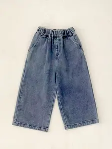 New Arrival Spring & Fall Kids Pants, Korean Style Girls Fashion Casual Long Trousers, Woven Fabric, Fitted Plain Design, Light Jeans