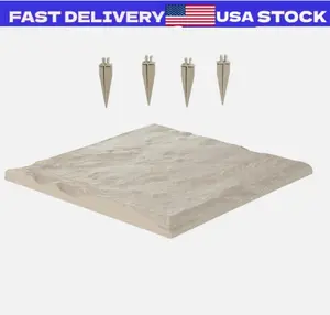 Decorative Stepping Stones with Stakes 4Pcs 15.5x15.5 in Walkway Pavers Beige
