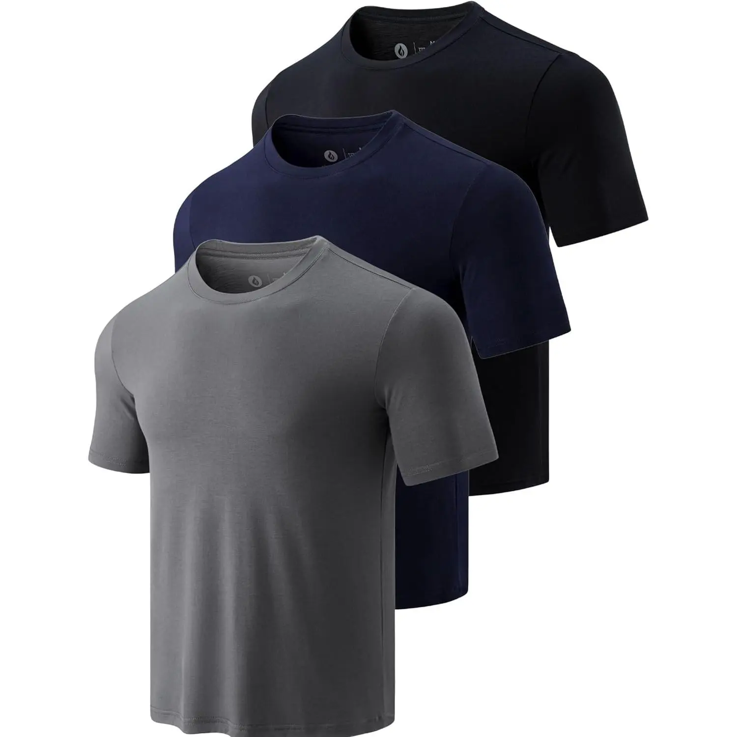 Men's 3-Pack Crew Neck T-Shirts, Ultra Soft Bamboo Viscose Fabric, Short Sleeve Casual Athletic Fit with Stay-Tuck Hem, Tshirt, Top, Shortsleeve, Sweat, Menswear, Classic, Plain, Tee