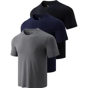 3 Pack Men's Bamboo Viscose T Shirts, Ultra Soft Breathable Bamboo Undershirts for Men, Cooling Lounge Tees