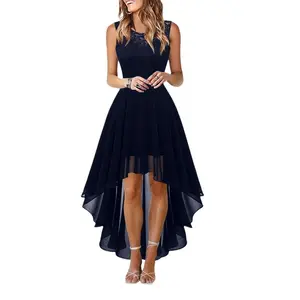 Women's Lace Cocktail Party Dress 2025 Handkerchief Hem Bridesmaid Prom Formal Dresses for Wedding Guest Sleeveless Asymmetrical Piece Suits Breathable Elegant