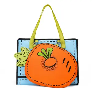 Cartoon Style Pineapple Carrot Tote Bag for Women, Large Capacity PU Leather Sports Bag, Detachable Shoulder Bag, Outdoor Activity Bag