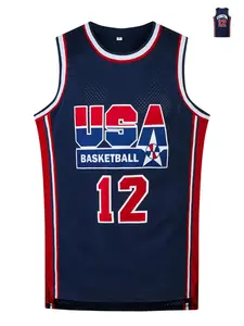 Men's USA Basketball Jersey, Breathable Round Neck Sportswear, Sleeveless Training Uniform, Fashion Basketball Jerseys for Men, Stylish Basketball Jersey, Vintage Basketball Jersey