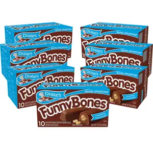Drake's Funny Bones, 7 Boxes, 70 Twin-Wrapped Peanut Butter Creme-Filled Devils Food Cakes