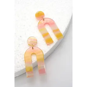 U-RAINBOW SHAPE WITH MULTI COLOR  DROP EARRING | 40E001