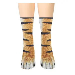 3D Animal Printed Socks Realistic Cat Dog Pattern Funny Novelty Leopard Print Casual Crew Socks for Adults Unisex