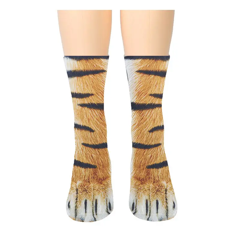3D Animal Printed Socks Realistic Cat Dog Pattern Funny Novelty Leopard Print Casual Crew Socks for Adults Unisex