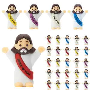 25Pcs Cute Mini Jesus Figurines - Colorful Christian Desk Ornaments For Daily Inspiration, Faith Encouragement And Sharing Joy With Friends