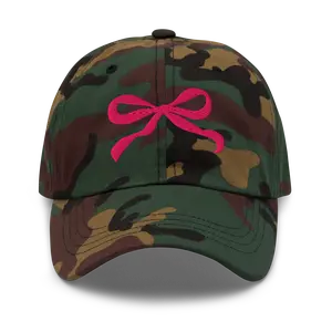 Pink Bow Embroidered Hat Women