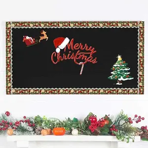 TidyLuxe 60 Ft Christmas Bulletin Board Border Xmas Pine Leaves Pine Cone Self Adhesive Stickers Roll for Classroom Office Chalkboard Party Decor