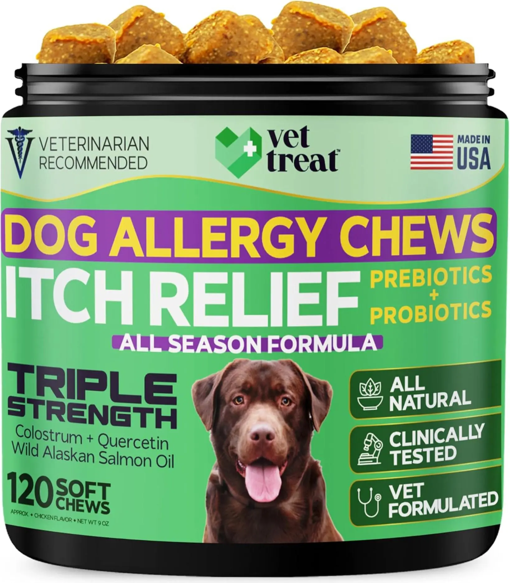 Vet Treat Dog Allergy Chews Itch Relief - 120 Chews