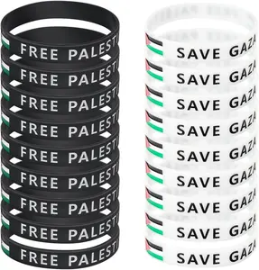 Free Palestine Silicone Wristbands Palestine Flag Bracelet Rubber Men & Women 20 Pack