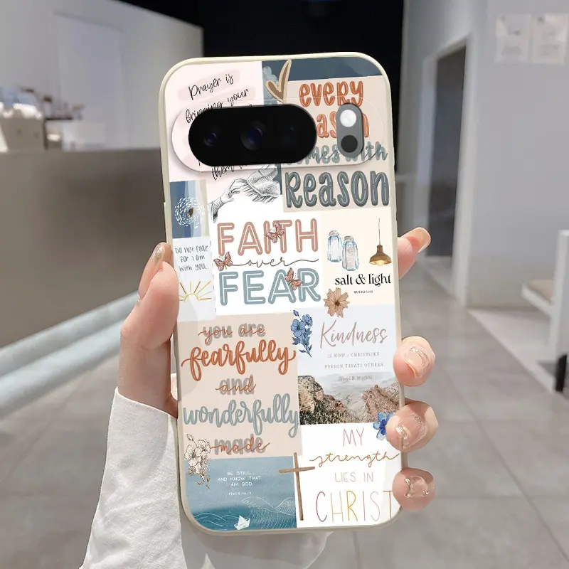 Faith - Inspiring Quotes Pattern Rounded Edge Phone Case for Google Pixel 10 9 XL 8 7 Pro A Shockproof Drop Protection Rugged Durable Liquid Silicone Cover Cellphone Protective