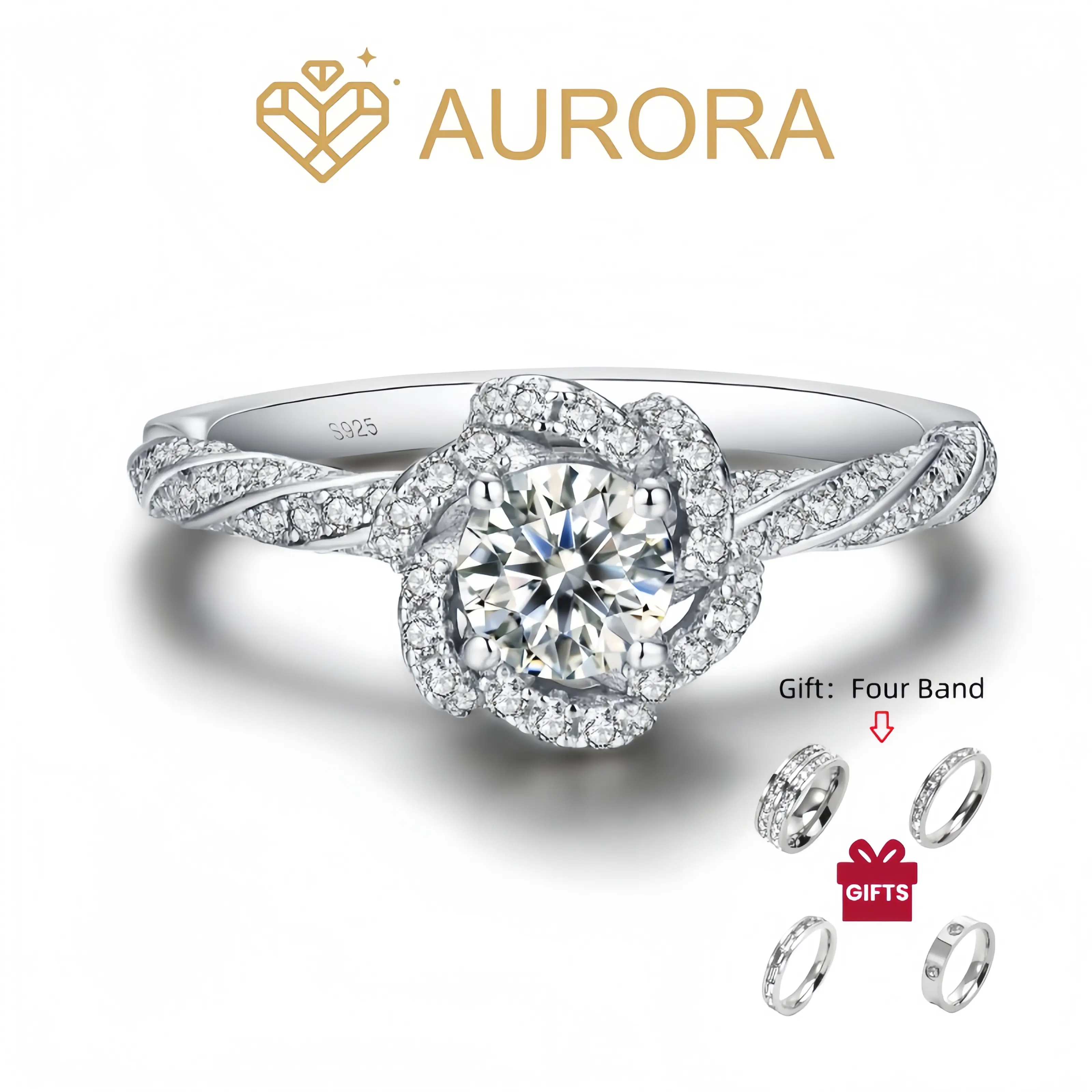 【#11 Rose garden】Moissanite rings with 925 Sterling Silver 0.5Carat  Anniversary Auspicious Wedding Engagement Jewelry Synthetic Moissanite, Bridal Rings, Elegant Engagement Ring